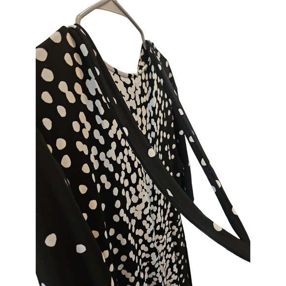 Alfani Womens Black and White Spots Midi Dress Tie at Neck Short Sleeve … - Picture 7 of 7